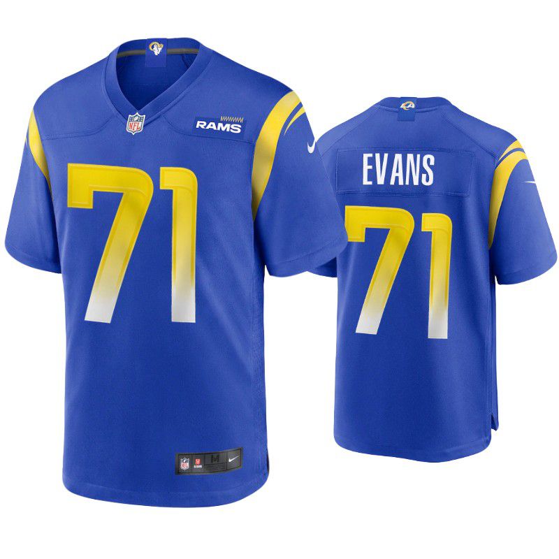 Men Los Angeles Rams 71 Bobby Evans Nike Royal Player Game NFL Jersey